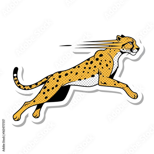 Cheetah in Motion: A dynamic illustration of a cheetah sprinting with bold lines and vibrant colors, a testament to its incredible speed and agility.