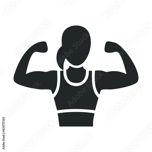 Female silhouette flexing muscles in athletic gear
