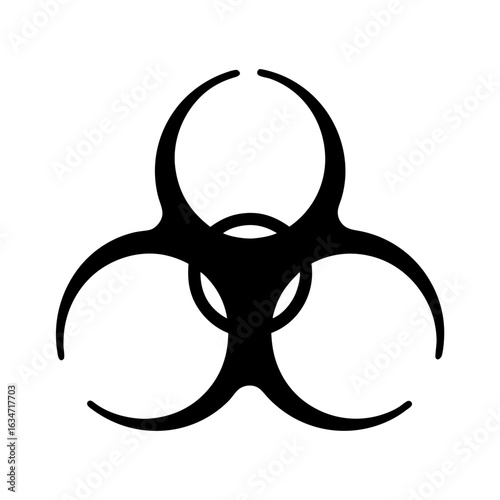 Biohazard warning symbol for hazardous materials, Black biohazard symbol indicating dangerous biological substances, commonly used in medical, lab, or safety-related warning graphics.
