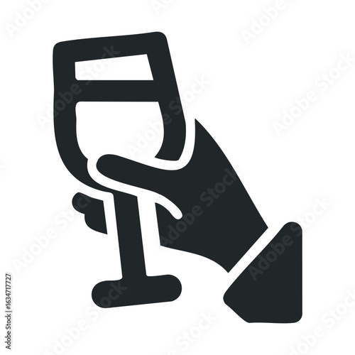 Silhouette of hand holding wine glass iconic drink symbol illustration