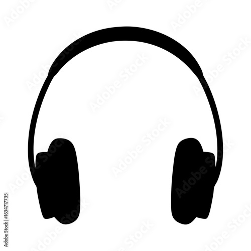 Silhouette of wireless headphones for listening to music in solid black