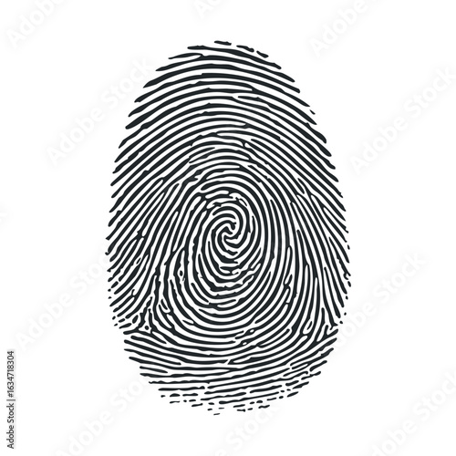 Detailed black fingerprint on white background illustrating unique identification