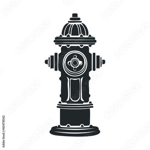 Black and white vintage fire hydrant icon - classic firefighting equipment design