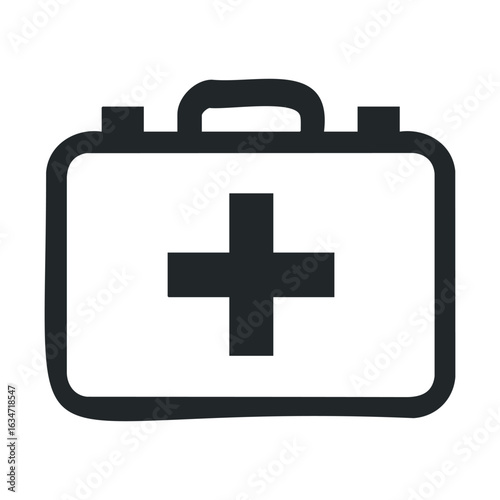 Black first aid kit icon with cross symbol