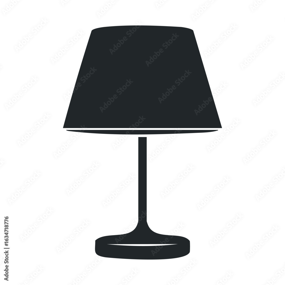 Obraz premium Minimalist black table lamp icon on white background