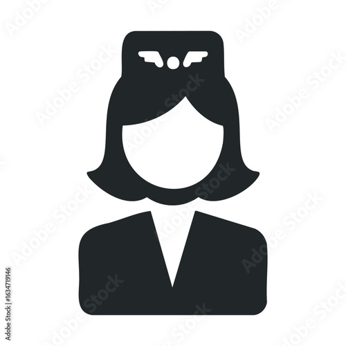 Icon of female flight attendant with uniform and hat