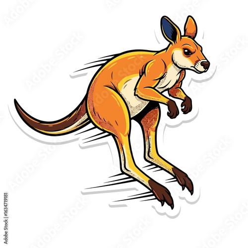 Kangaroo in Action: A dynamic cartoon captures the essence of speed and agility, portraying a vibrant kangaroo in full leap, ready to take on adventure.