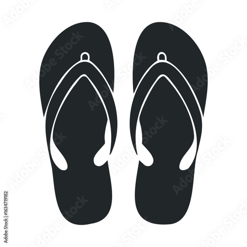 Black and white flip flops design on white background