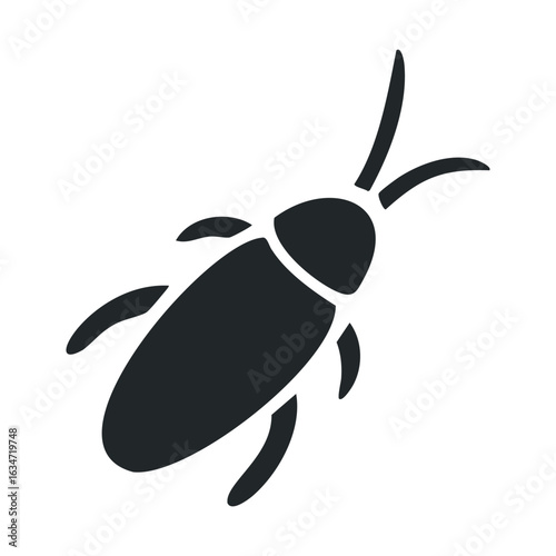 Minimalist icon of a cockroach in black vector format