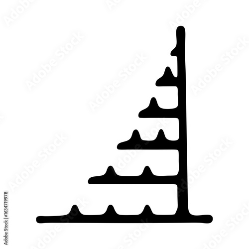 Abstract black shape resembling a mountain range or graphical representation
