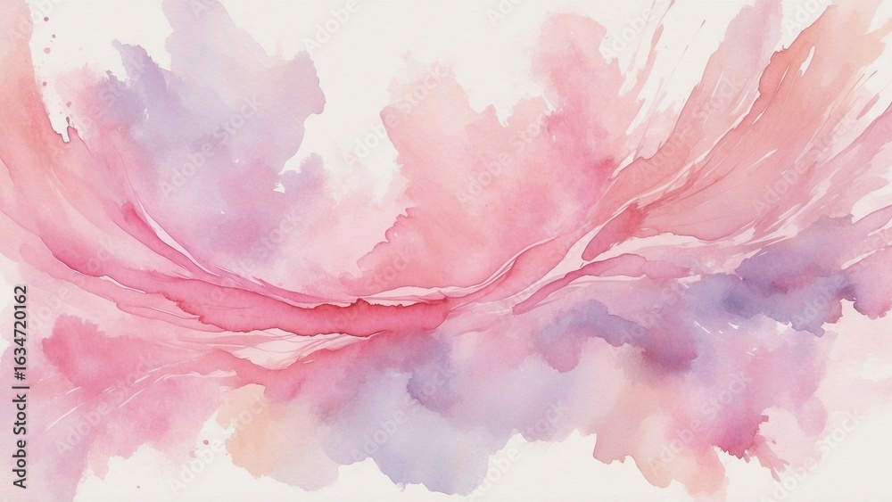 Fototapeta premium Abstract watercolor waves in soft pink and purple tones 