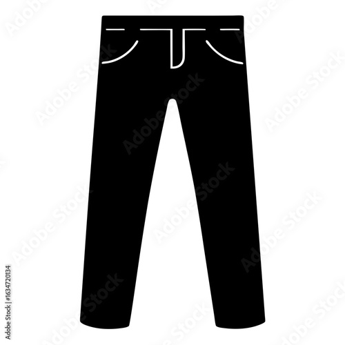 Stylized Silhouette of Black Jeans with Front Pockets and Belt Loops