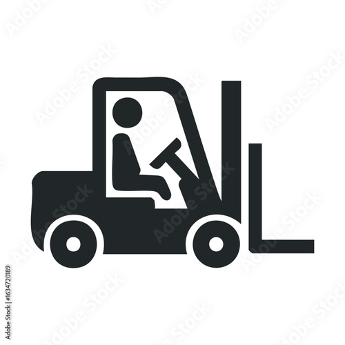 Black forklift icon silhouette of industrial lifting equipment illustration