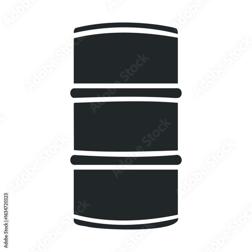 Minimalist black oil barrel icon symbolizing industrial energy resource