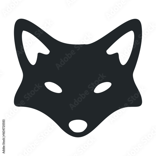 Minimalistic black and white fox icon with simplified features