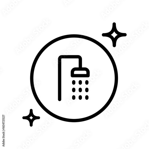 Shower outline icon. Taking a shower before going to bed. Vector simple sign style isolated on white background.