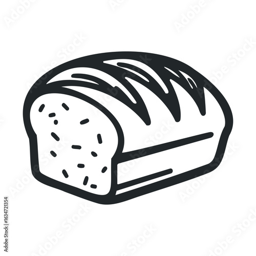 Simple line art of a loaf of bread with textured detail