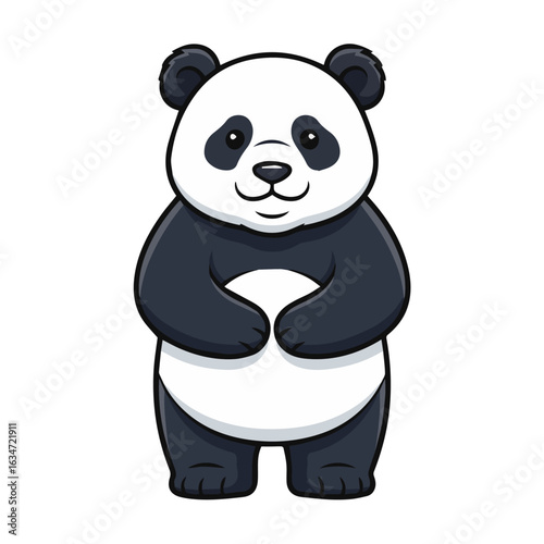 A gentle panda contentedly chews on bamboo, a precious and endangered symbol of peace and conservation