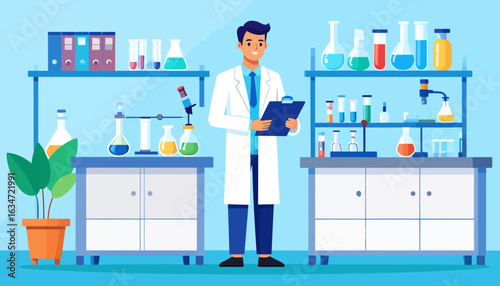 Scientist in Laboratory Illustration: Research and Experimentation