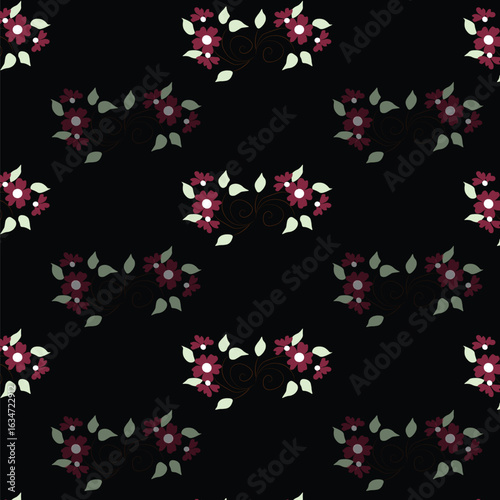 Cheerful Flower Pattern with Daisies and Tulips on Beige