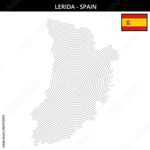 Lerida with its unique map and Spanish flag design