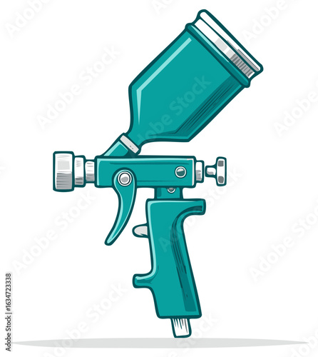 Airbrush Paint Gun Illustration Tool for Spraying and Coating Projects with Automotive Refinishing and Industrial Applications