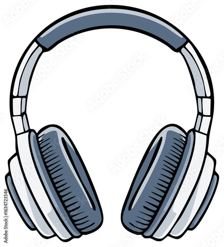 Modern over ear headphones illustration in a cool comic book style for music or gaming