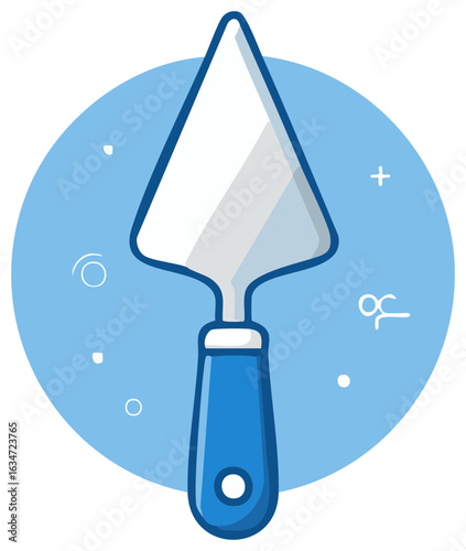 Trowel Construction Tool Repair Equipment Flat Icon Symbol Blue Illustration