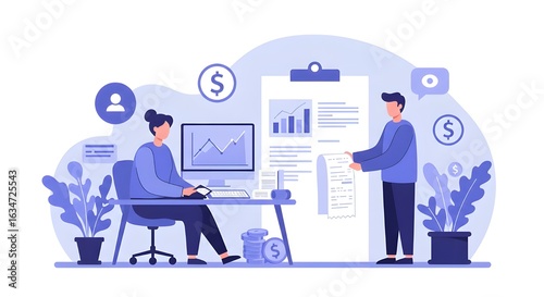 Focused Accountant Reconciling Petty Cash with Receipts in Modern Office, Ensuring Financial Accuracy, Transparency, and Compliance in Daily Business Operations and Expense Management