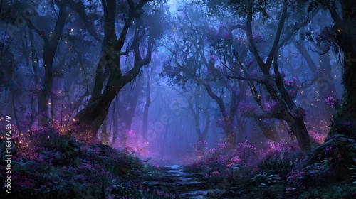 Mystical forest path at night (1)