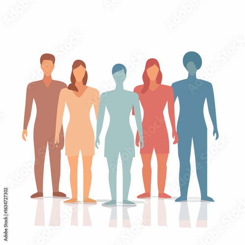 Bunte Personensilhouetten nebeneinander