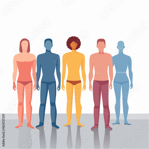 Bunte Personensilhouetten nebeneinander
