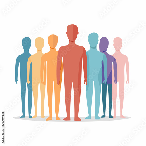 Bunte Personensilhouetten nebeneinander