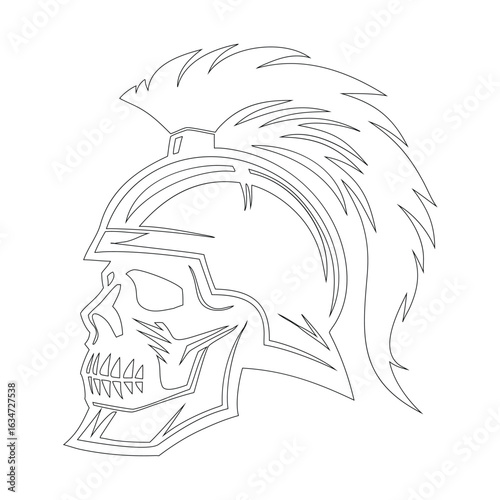 Roman soldier skull, line art