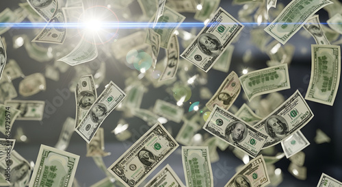 Принти на полотні Dollar bills falling down