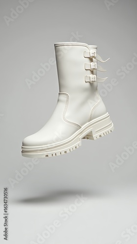 Stylish White Ankle Boots with Buckles