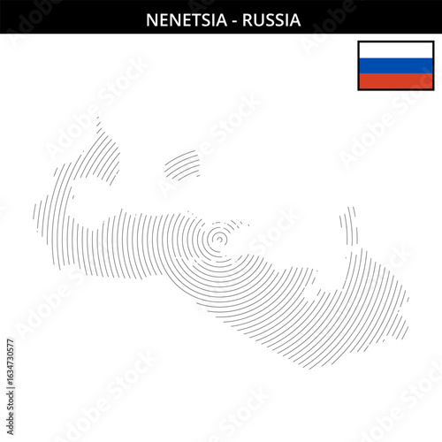 Maps of Nenetsia Russia featuring country flag and outlines