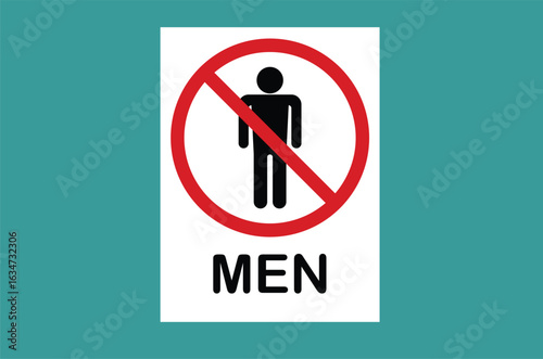 No Men Allowed Sign with Red Circle and Line Icon