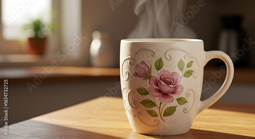 Mug with flower decor