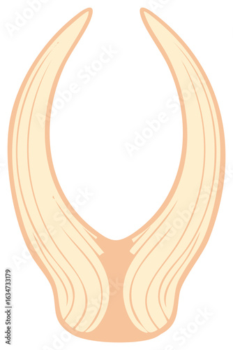 Cartoon Illustration of Upward Pointing Horns with Striations for Fantasy Decor