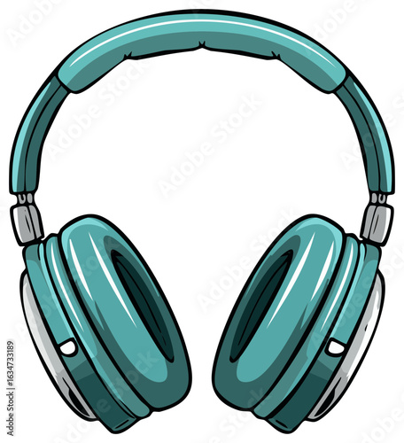 Stylish Blue Wireless Headphones for Personal Listening Experience Vector Illustration