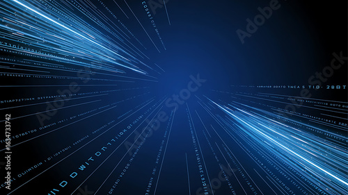 Digital lines radiate outward, a futuristic data stream.

