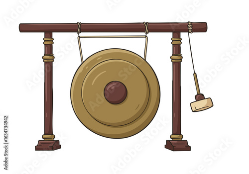 stylized  Gamelan gong with striking visual appeal The image showcases a traditional Indonesian instrument perfect for cultural musical or artistic projects Clean lines and a modern aesthetic