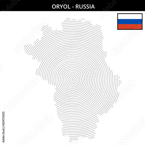 Map outline of Oryol Russia with geographical features