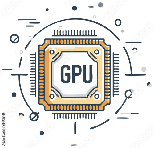 GPU graphics processing unit chip vector illustration for modern technology