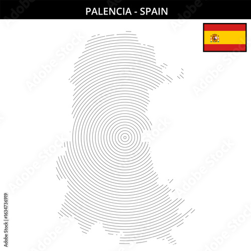 Palencia Spain with unique map and flag design