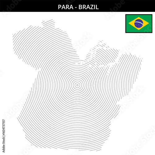 Geographical map of para brazil with national flag design
