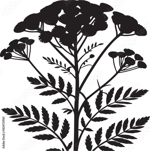 Black and white seamless floral pattern with leaf silhouettes and vintage ornamental vector design