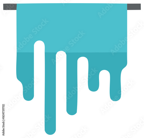 Blue Cloth Hanging From Rod Drips Dripping Flat Design Graphic Illustration