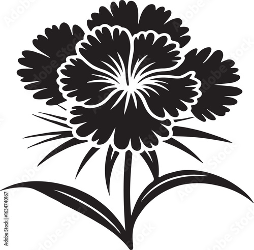 Black and white floral vector illustration with a seamless pattern of vintage flowers and leaves